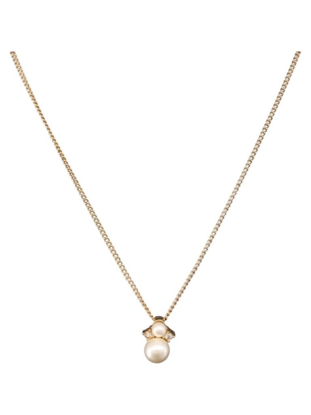 Christian Dior Pearl tTop Necklace Metal Gold Tone